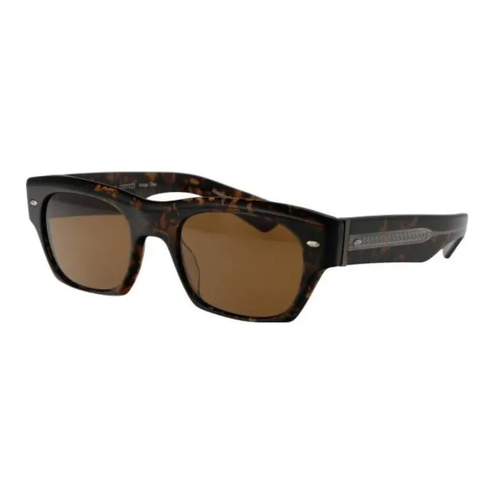 Oliver Peoples Acetate Irregular Shape Sunglasses Unisex Brown-0