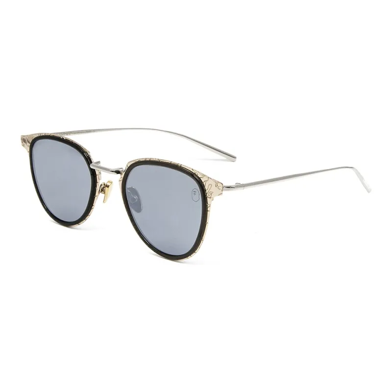 A BATHING APE Stainless Steel Oval Sunglasses Unisex-0