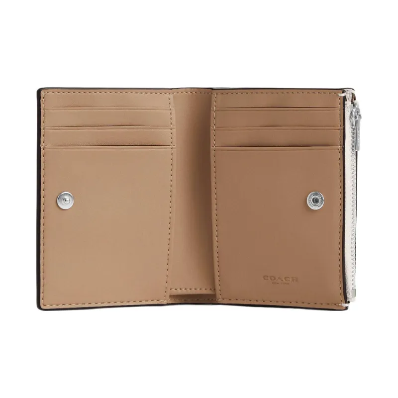 COACH Pebbled Leather Coin Purse Wallet Regular Women's White-1