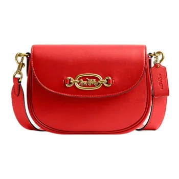 COACH Harley Cow Leather Saddle Bag Handbag, Shoulder Bag Women's Red