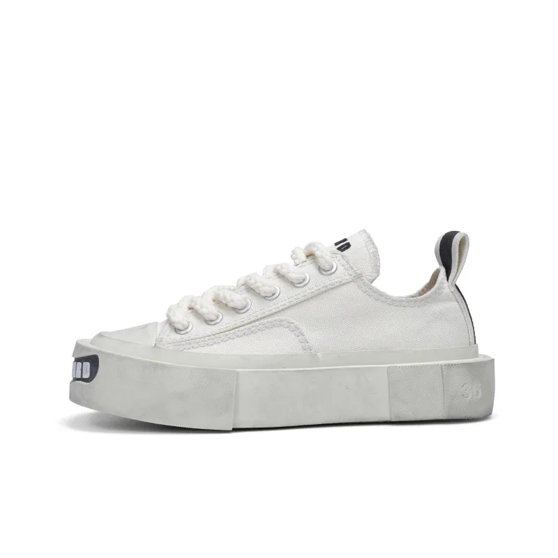 CROOKED CARD Anti Slip And Wear Resistant Breathable High Top Canvas Shoes Unisex Ecru-0