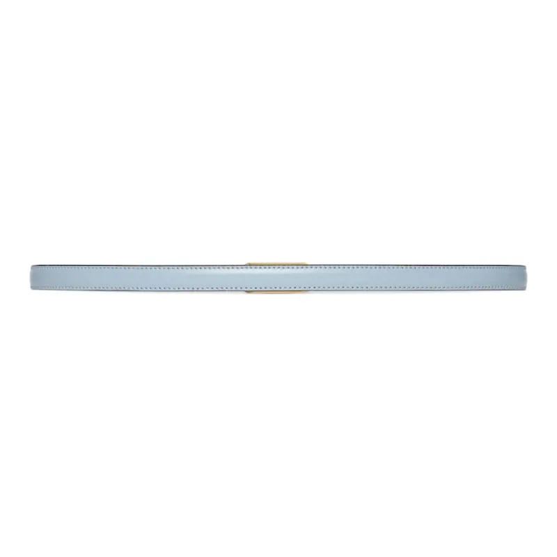 GUCCI Double G Smooth Buckle Leather Belts Women's Light Blue Width 1.5CM-1