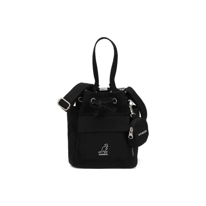 KANGOL Canvas Bucket Bag Canvas Bag Shoulder Bag Crossbody Bag Handbag Regular Unisex Black-0