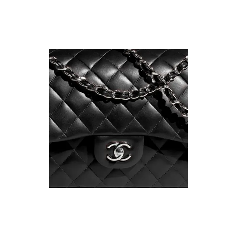 CHANEL Lambskin Zippered Shoulder Crossbody Bag Tubas Women's Black-4