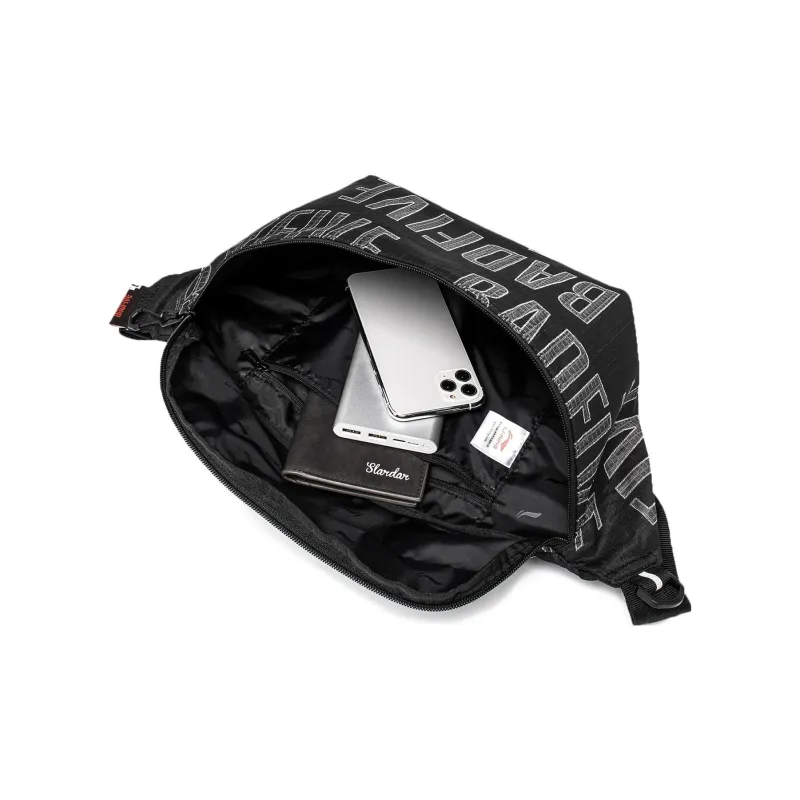 LiNing Polyester One Shoulder Crossbody Sling Bags Regular Unisex Black Jacquard-5