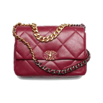 CHANEL 19Bag Lambskin Shoulder Bag, Crossbody Bag Tubas Women's Burgundy