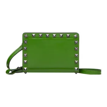 Valentino ROCKSTUD Cow Leather Wallet Men's Green