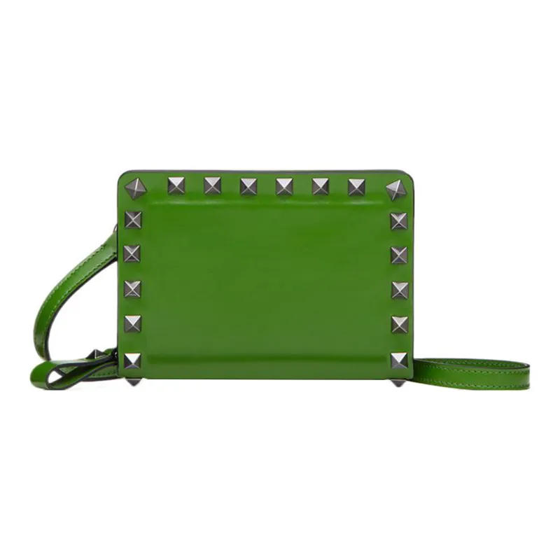 Valentino ROCKSTUD Cow Leather Wallet Men's Green-0