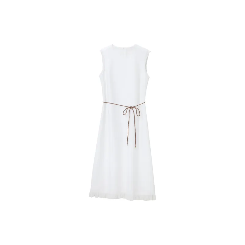 OVV Sleeveless Dresses Women's Raw White Solid Color A1-2