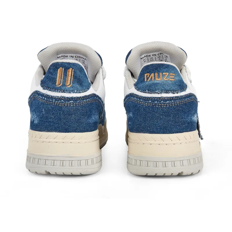 PAUZE Slip Resistant Low Top Skateboard Shoes Unisex Denim Blue-4