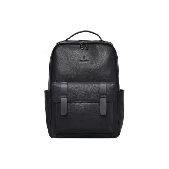 Hush Puppies Top Grain Cow Leather Backpack Tubas Men's Black