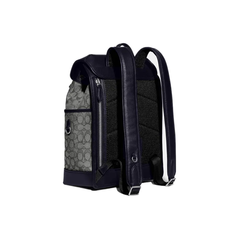 COACH League Fabric With Cow Leather Backpack Tubas Men's Blue & Gray-1