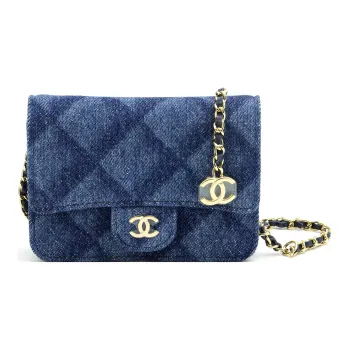 CHANEL Denim Coin Purse, Card Holder, One Shoulder, Crossbody, Fanny Pack Small Size Women's Denim Blue
