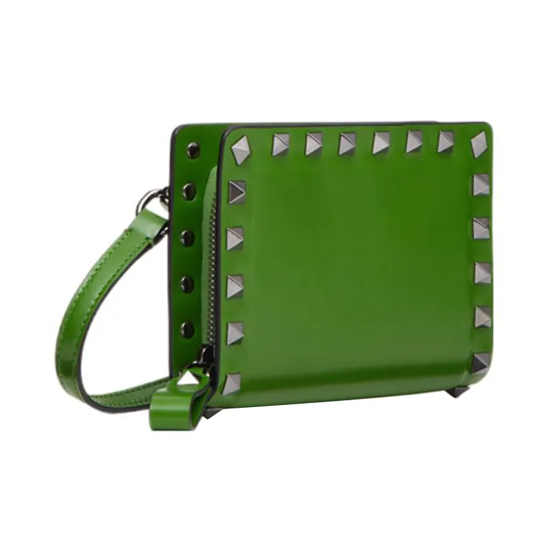 Valentino ROCKSTUD Cow Leather Wallet Men's Green-1