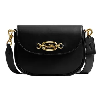 COACH Harley Cow Leather Saddle Bag Crossbody Shoulder Bag Women's Black