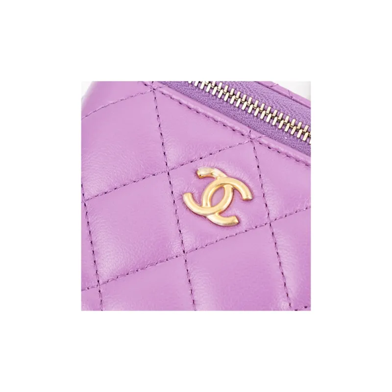 CHANEL Sheepskin Box Bag, Shoulder Bag, Crossbody Bag Trumpets Women's Purple-5