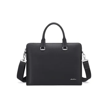 MashaLanti Top Grain Cow Leather Genuine Leather Briefcases Regular Men's Black