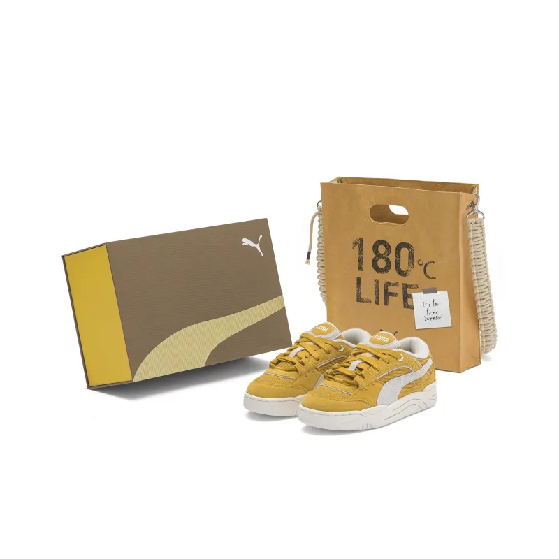 PUMA 180 Corduroy Anti Slip Wear Resistant Low Top Skateboard Shoes Unisex Yellow Special Packaging-0