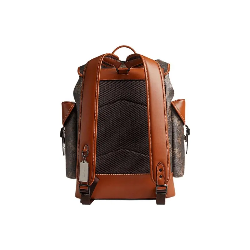 COACH Canvas With Leather Backpack Tubas Men's Brown & Black-2