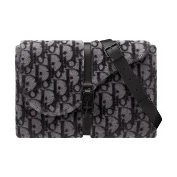DIOR Shearling Portable Crossbody Bag Shoulder Bag Men's Gray