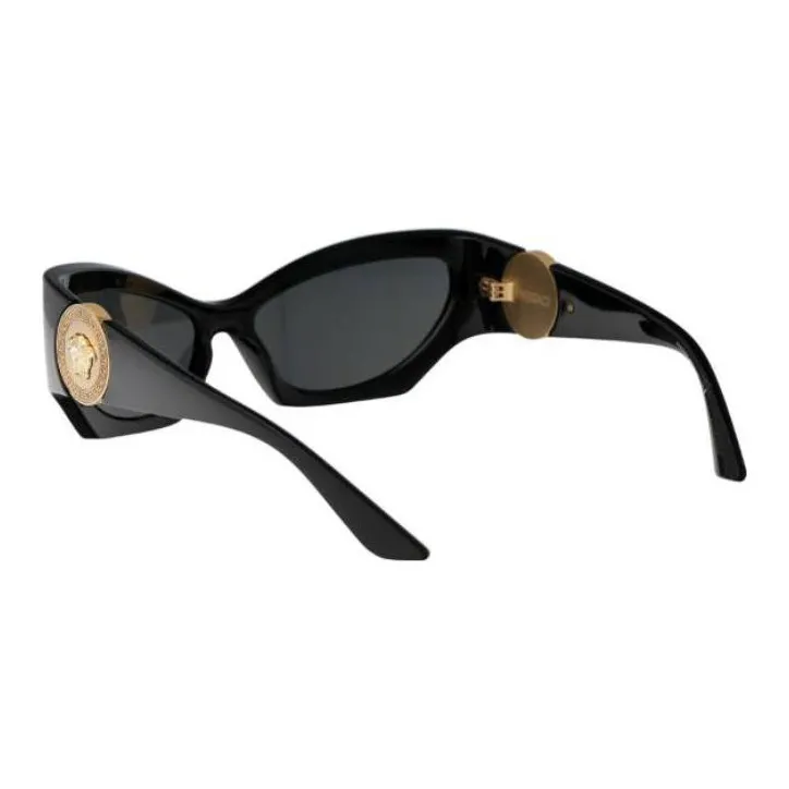 VERSACE Acetate Irregular Shape Sunglasses Women's Black-3