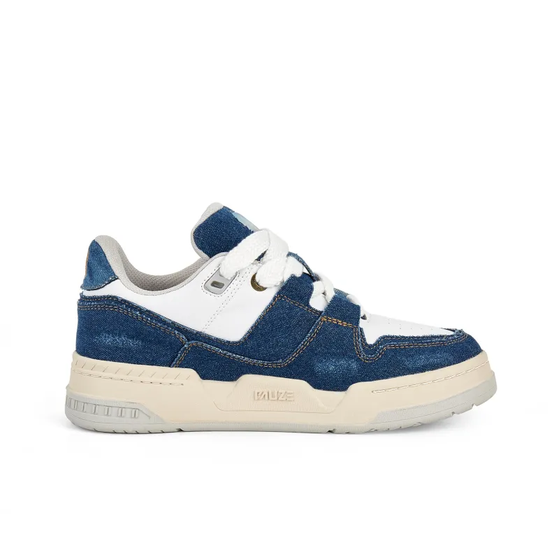PAUZE Slip Resistant Low Top Skateboard Shoes Unisex Denim Blue-1