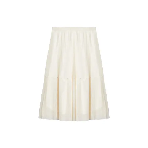 XIANGYING Casual Long Skirts Women's Beige