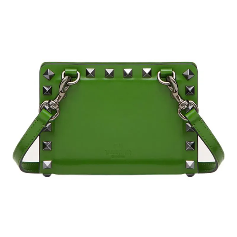 Valentino ROCKSTUD Cow Leather Wallet Men's Green-4