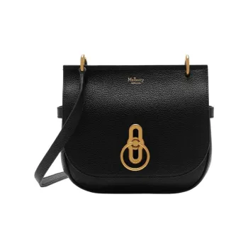 Mulberry Grained Cow Leather Shoulder Bag Crossbody Bag Small Size Women's Black