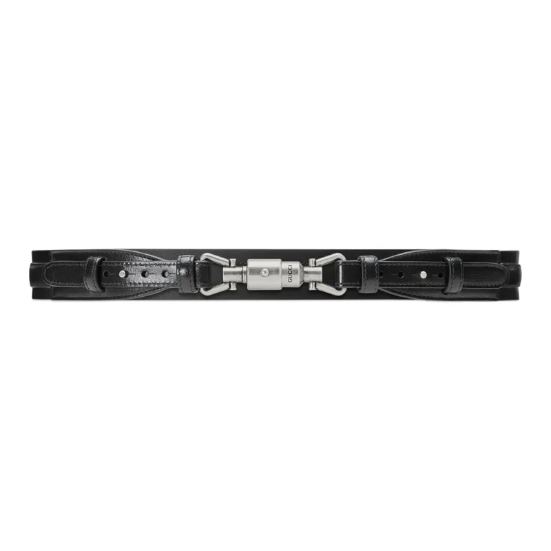 GUCCI Decorative Push-in Leather Belts Women's Black-0