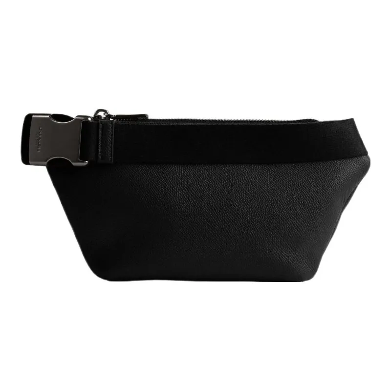 COACH Cross Grain Leather With Coated Canvas One Shoulder Sling Bag, Fanny Pack Medium Size Men's Black-2