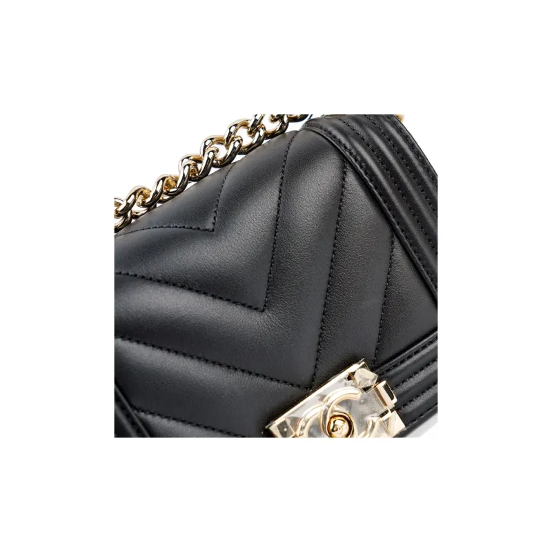 CHANEL 22SS Spring Summer Leboy Sheepskin One Shoulder Handbag, Crossbody Bag Mini Women's Black-3