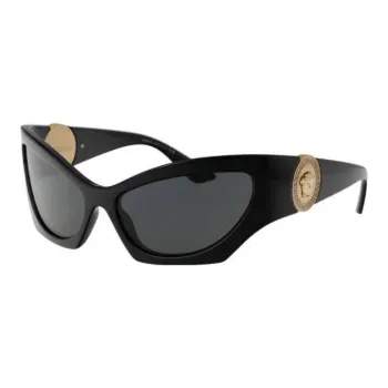 VERSACE Acetate Irregular Shape Sunglasses Women's Black