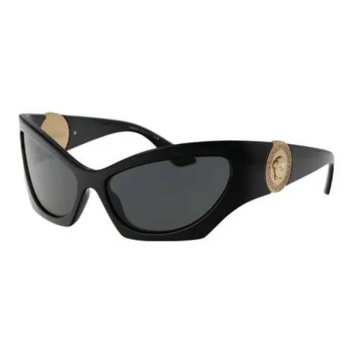 VERSACE Acetate Irregular Shape Sunglasses Women's Black