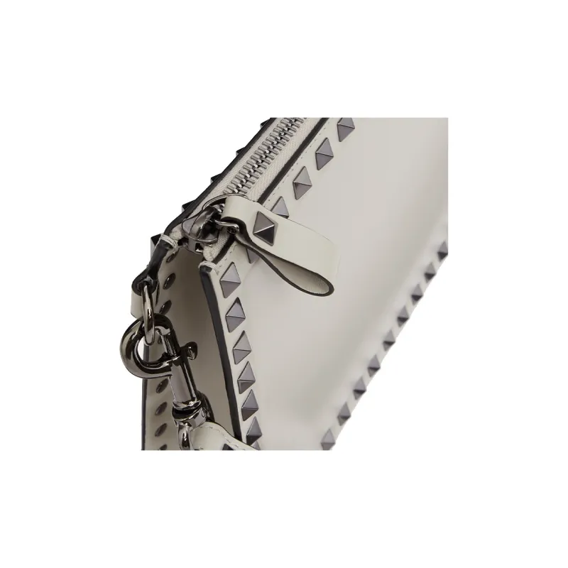 Valentino ROCKSTUD Calfskin Clutch Regular Men's Lime Gray-5