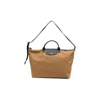 LONGCHAMP Le Pliage Energy Canvas With Leather Handbag, Canvas Bag, Travel Bag Women's Tobacco
