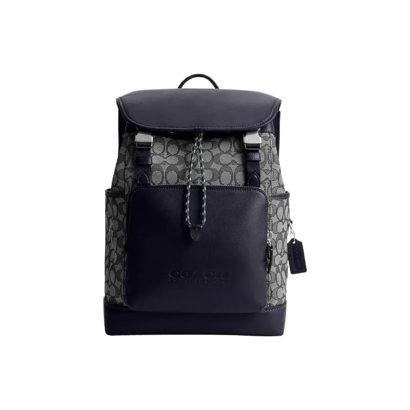COACH League Fabric With Cow Leather Backpack Tubas Men's Blue & Gray-0