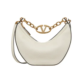 Valentino Vlogo Leather HOBO Bag, Shoulder Handbag Trumpets Women's White