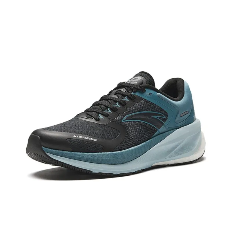 Anta Running Collection Slip Resistant Water Resistant Low Top Running Shoes Men's Black Cyan-1