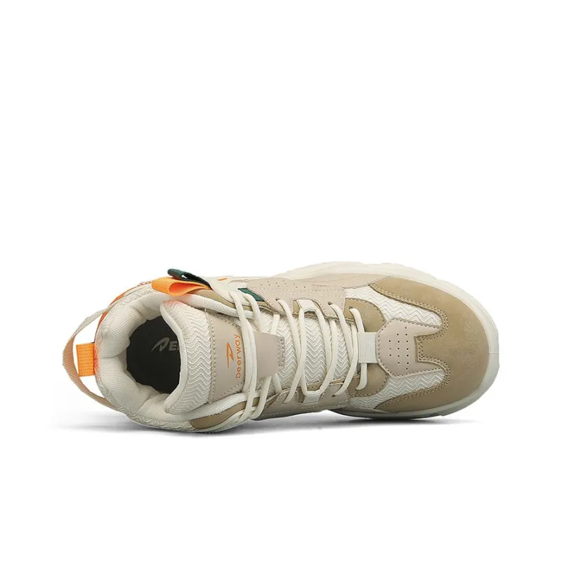 DEERWAY Durable Breathable Mid Top Casual Shoes Men's Beige Apricot-3