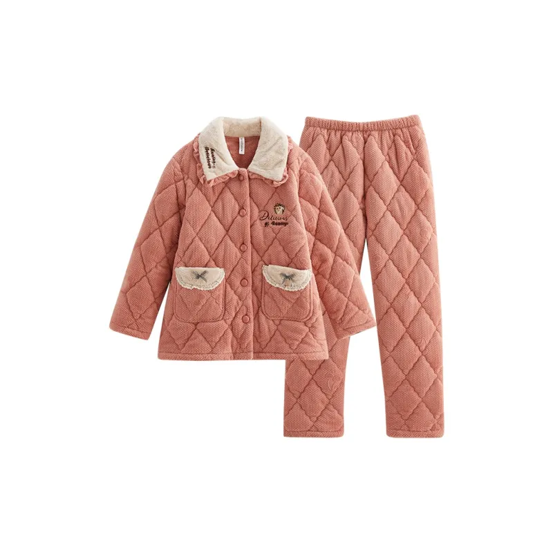 FENTENG Pajama Set Women's Magnolia Pink Tea Green-0