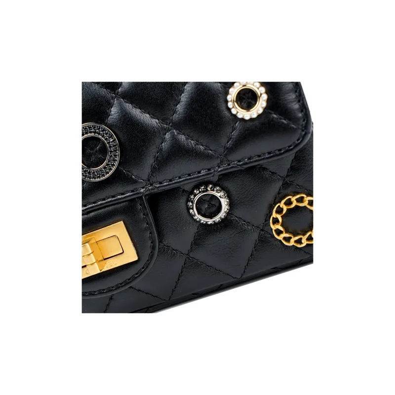 CHANEL 2.55 Sheepskin Shoulder Bag, Crossbody Bag Mini Women's Black-5