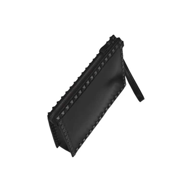 Valentino ROCKSTUD Calfskin Clutch Regular Men's Black-3