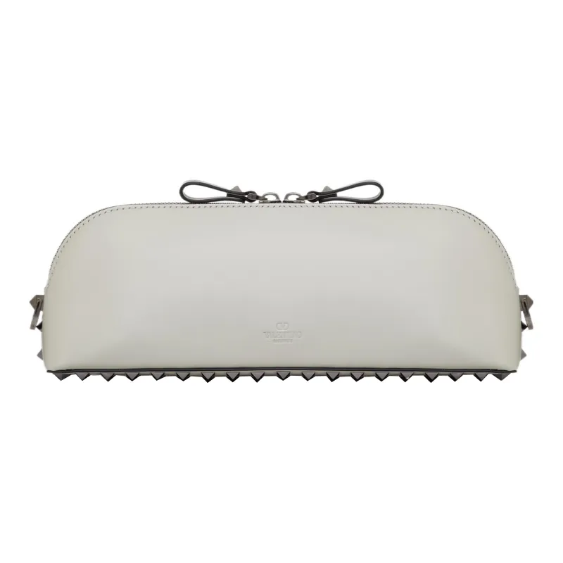 Valentino ROCKSTUD Calfskin One Shoulder Crossbody Clutch Regular Men's Gray-3