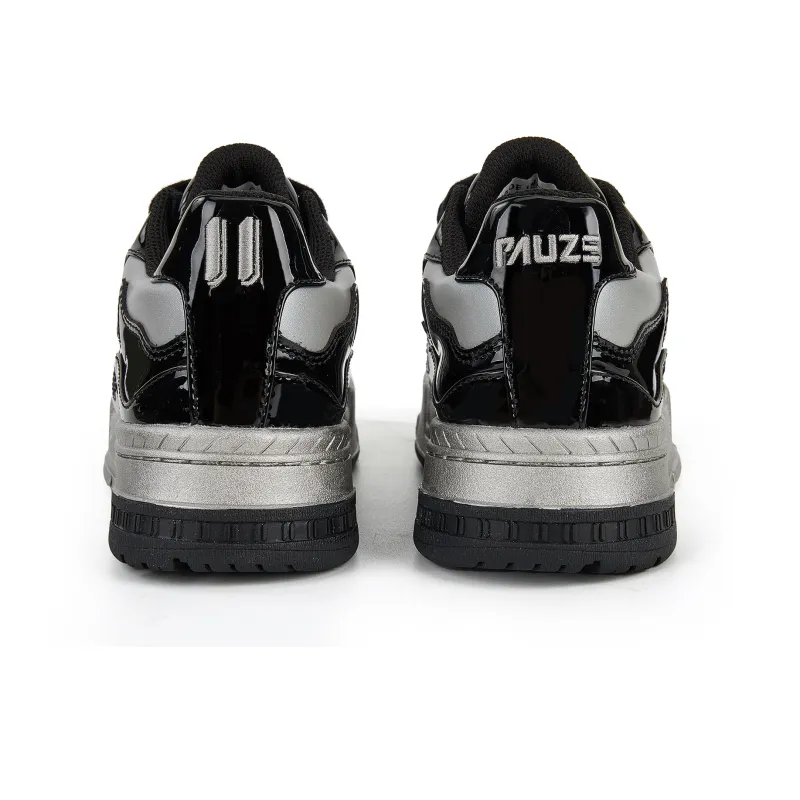 PAUZE Flame Anti Slip Wear Resistant Low Top Skateboard Shoes Unisex Black-4