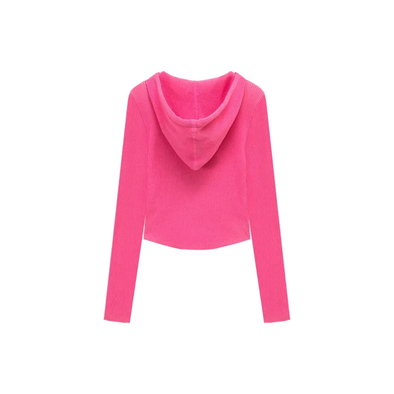 CHUU Knitted Fabric Short Coat Women's Light Gray/Pink-2