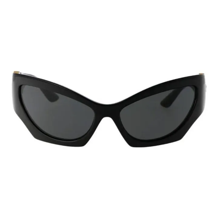 VERSACE Acetate Irregular Shape Sunglasses Women's Black-1