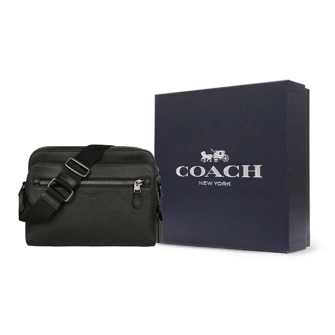 COACH West Pebble Leather Camera Bag, Shoulder Bag, Crossbody Bag Medium Size Men's Black-8
