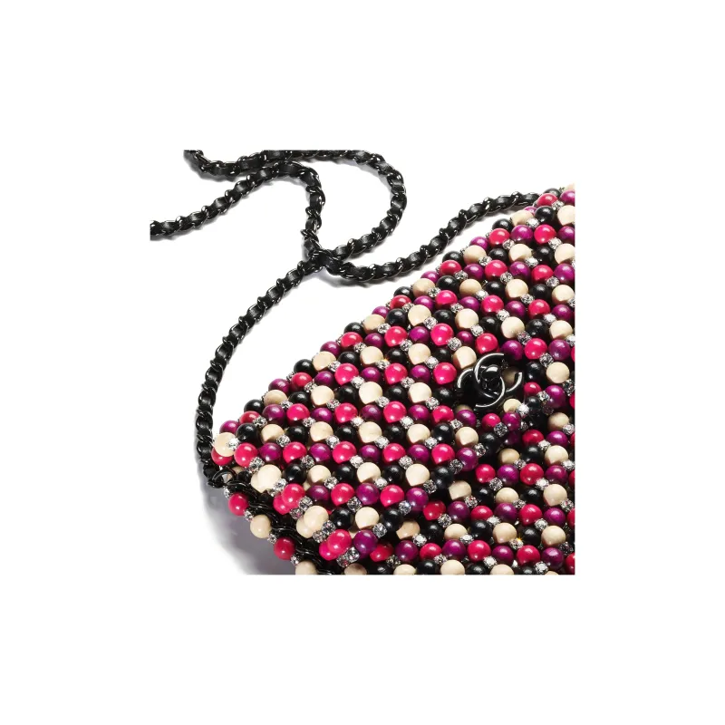 CHANEL Wooden Rhinestone Shoulder Bag, Crossbody Bag Women's Dark Pink/Purple/Black/Beige-2