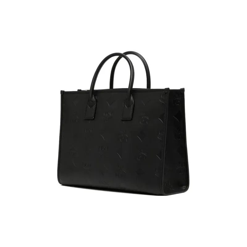 MCM Nappa Leather Tote Bag Shopping Bag Shoulder Bag Crossbody Bag Handbag Large Size Women's Black-1